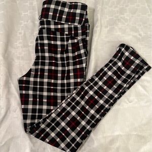Red, Black and White Plaid Pants